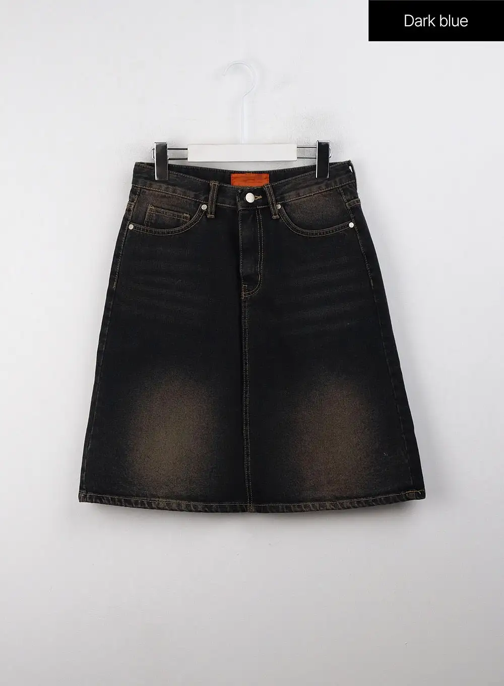 High Waist Solid Denim Mid Skirt CJ409