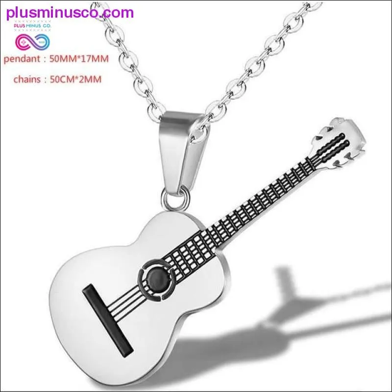 Hip Hop Titanium Steel Chain Necklace Classical Music Guitar