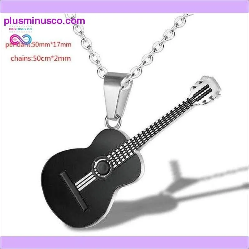 Hip Hop Titanium Steel Chain Necklace Classical Music Guitar