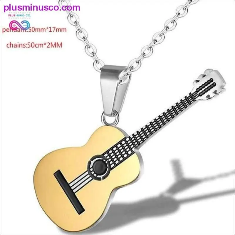 Hip Hop Titanium Steel Chain Necklace Classical Music Guitar