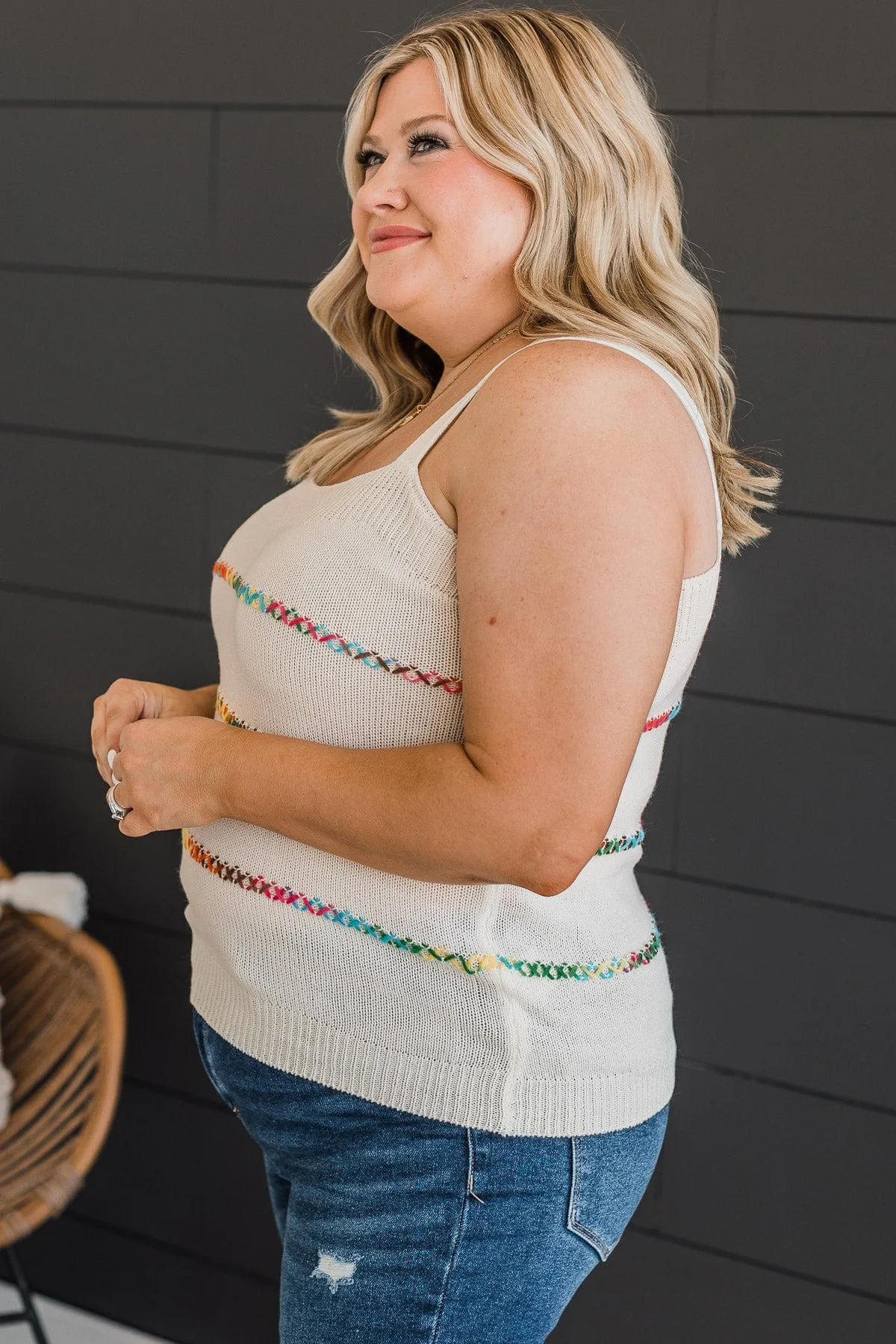 Hold For Applause Knit Tank Top- Ivory