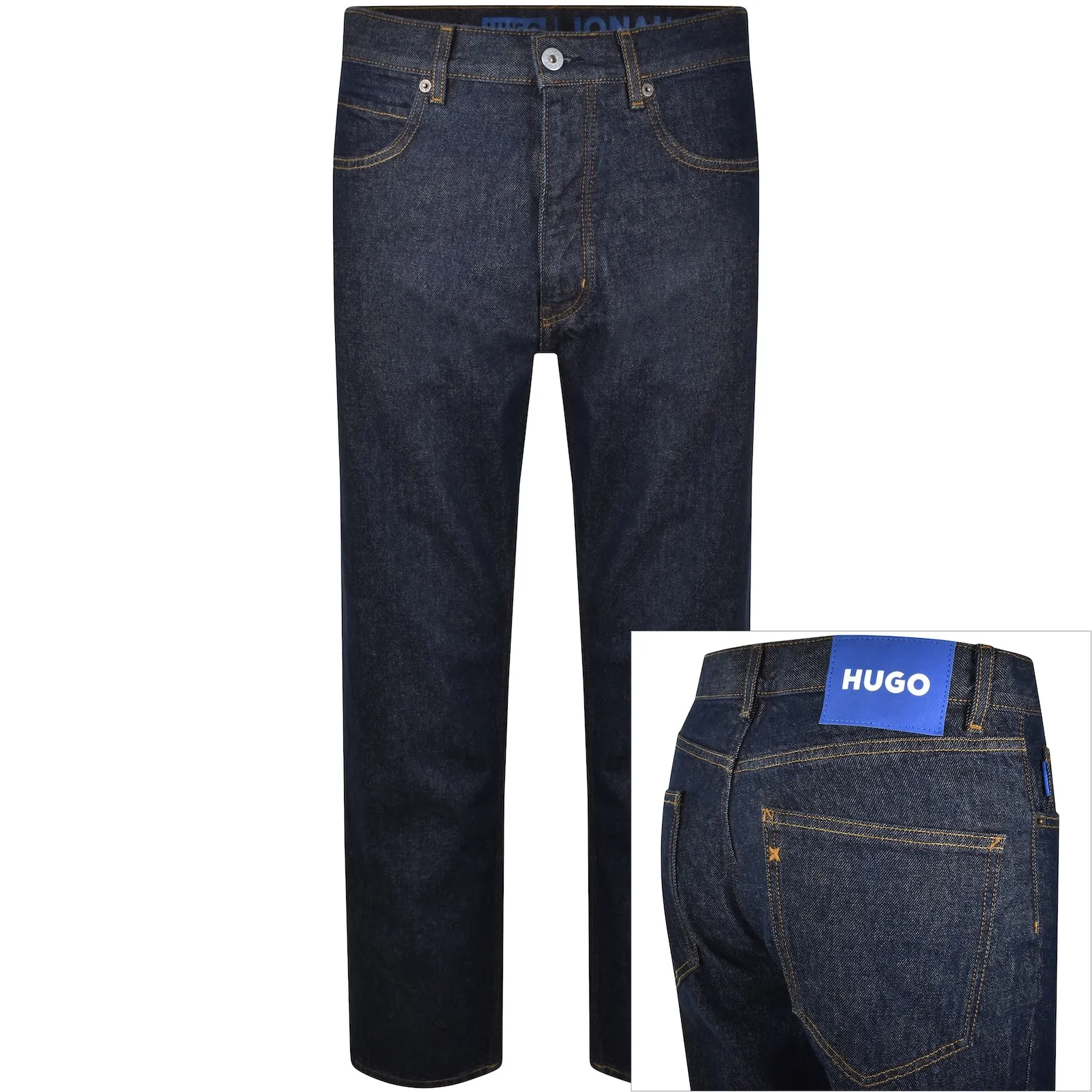 HUGO Blue Straight Fit Jonah Dark Wash Jeans