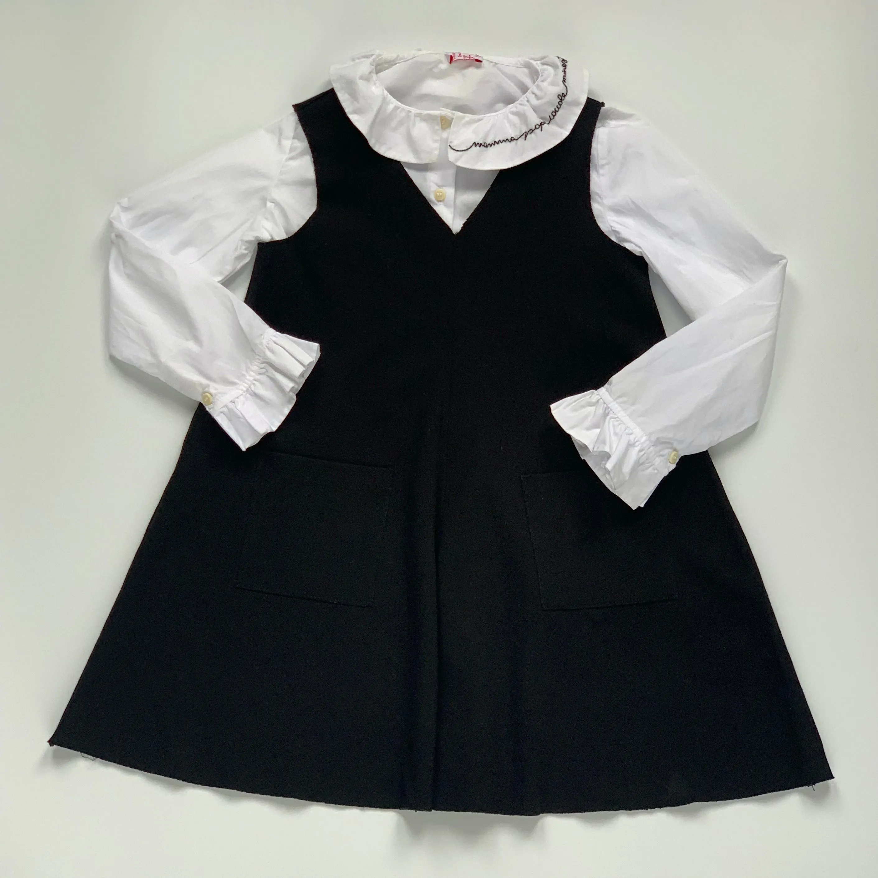 Il Gufo Black Jersey Dress With White Blouse: 5 Years