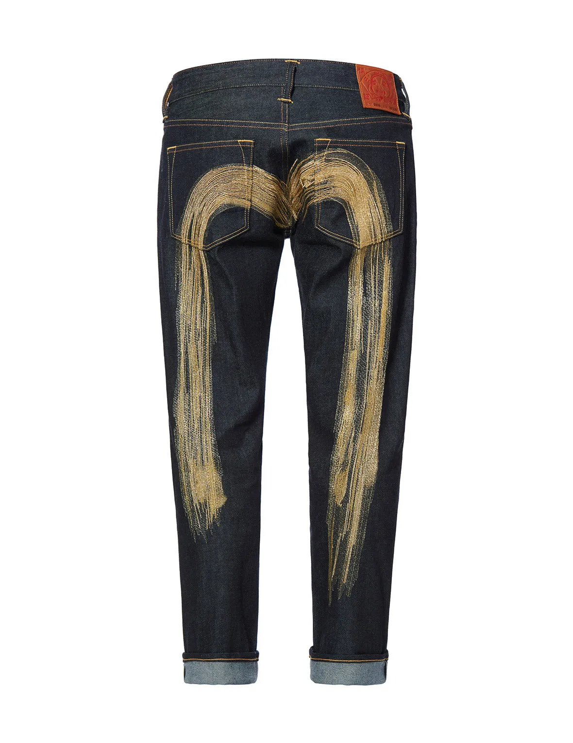 Ink-like Effect Daicock Embroidered 2010 Slim Straight fit Cropped Jeans