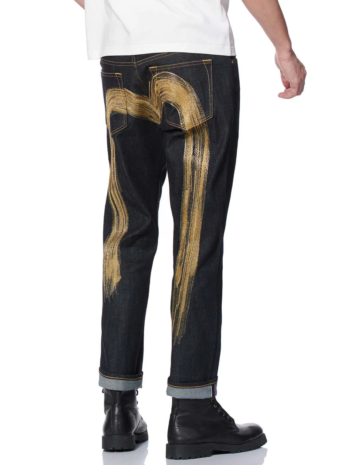 Ink-like Effect Daicock Embroidered 2010 Slim Straight fit Cropped Jeans