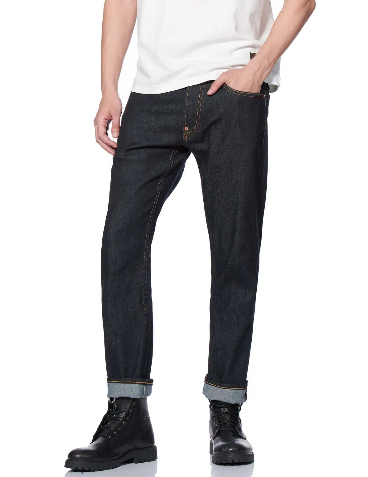 Ink-like Effect Daicock Embroidered 2010 Slim Straight fit Cropped Jeans