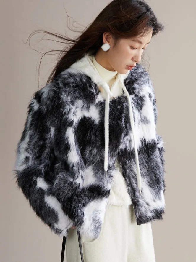 Ink Smudged Gradient Friendly Plush Fur Coat