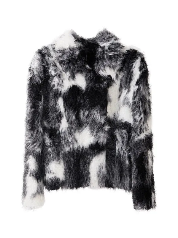 Ink Smudged Gradient Friendly Plush Fur Coat