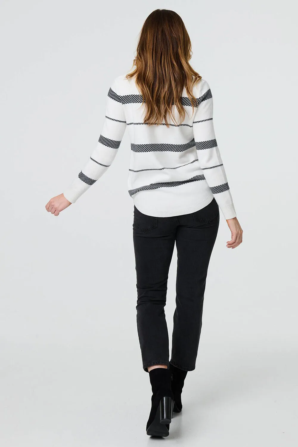 Izabel London – Stripe Print Long Sleeve Jumper