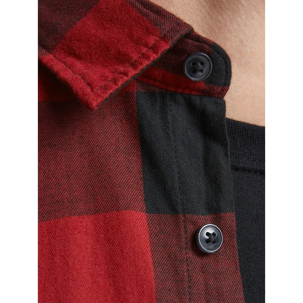 Jack & Jones Gingham Twill Check Long Sleeve Shirt Brick Red