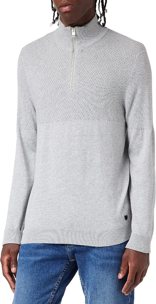 Jack & Jones Half Zip Knit Jumper Cool Grey