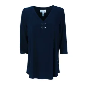 JERSEY EYELETS BLOUSE Woman Blue