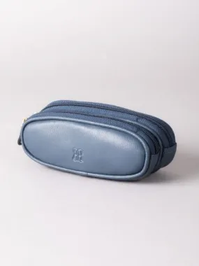 Leather Double Glasses Case in Navy