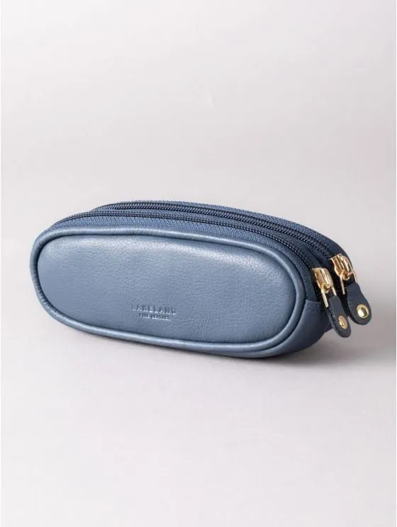 Leather Double Glasses Case in Navy