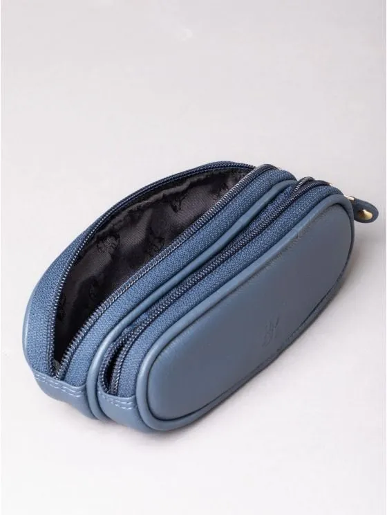 Leather Double Glasses Case in Navy