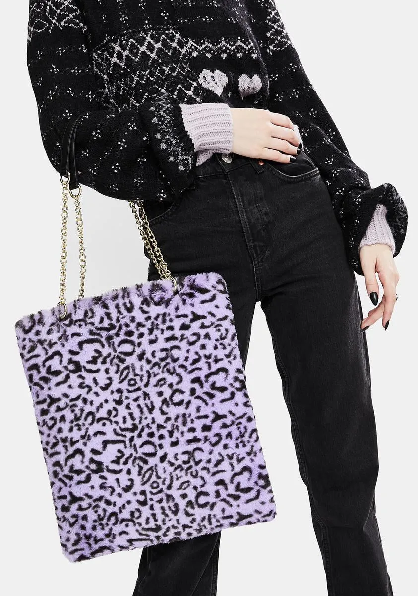 Lilac Leopard Fluffy Bag-