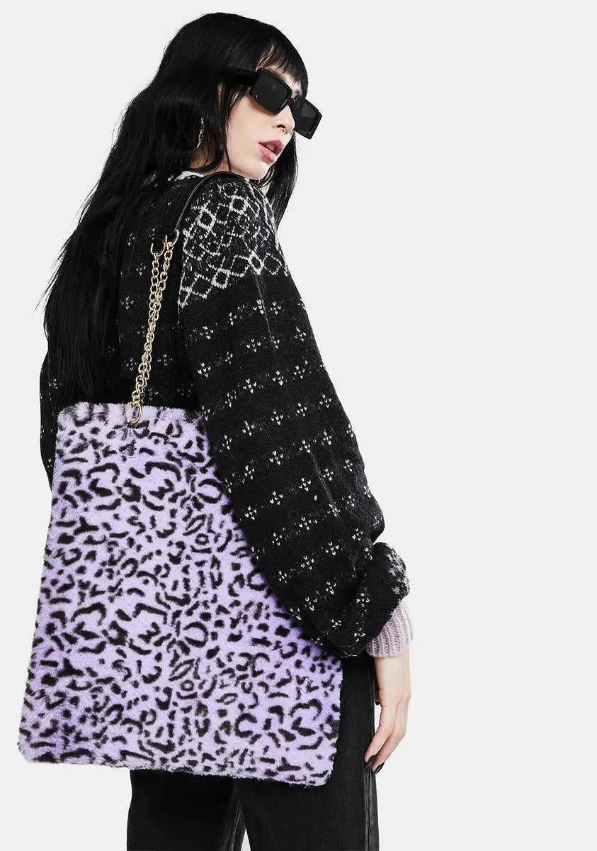 Lilac Leopard Fluffy Bag-