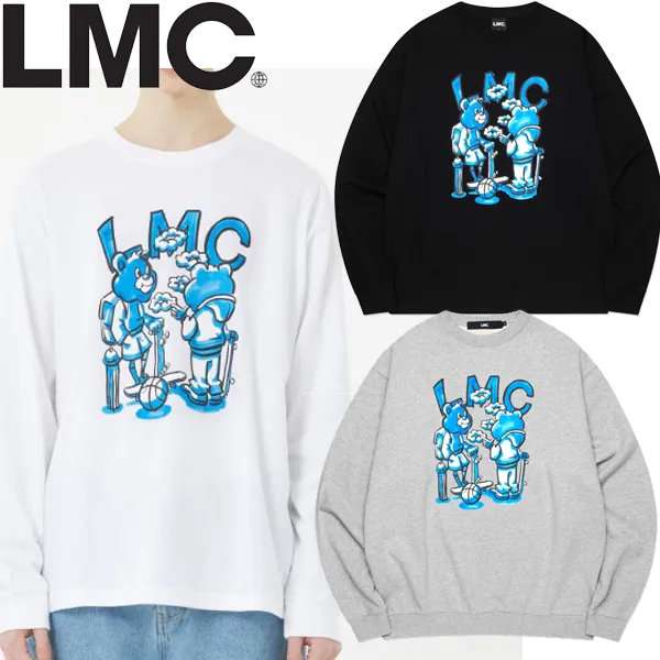 LMC  |Unisex Street Style U-Neck Long Sleeves Plain Cotton