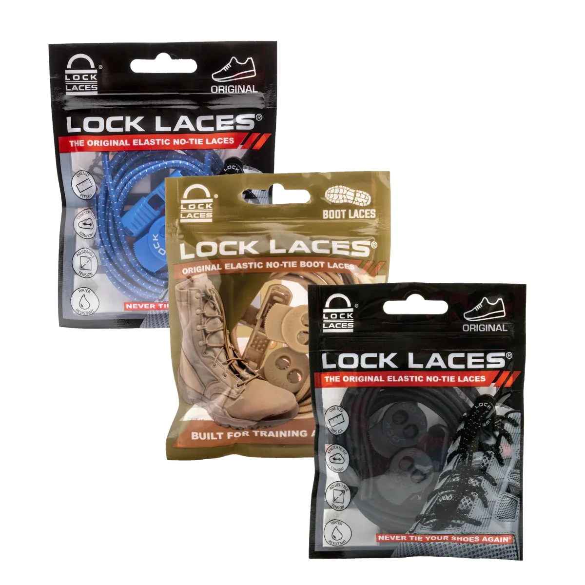 Lock Laces Pick Your Own 3-Pack No-Tie Shoelaces