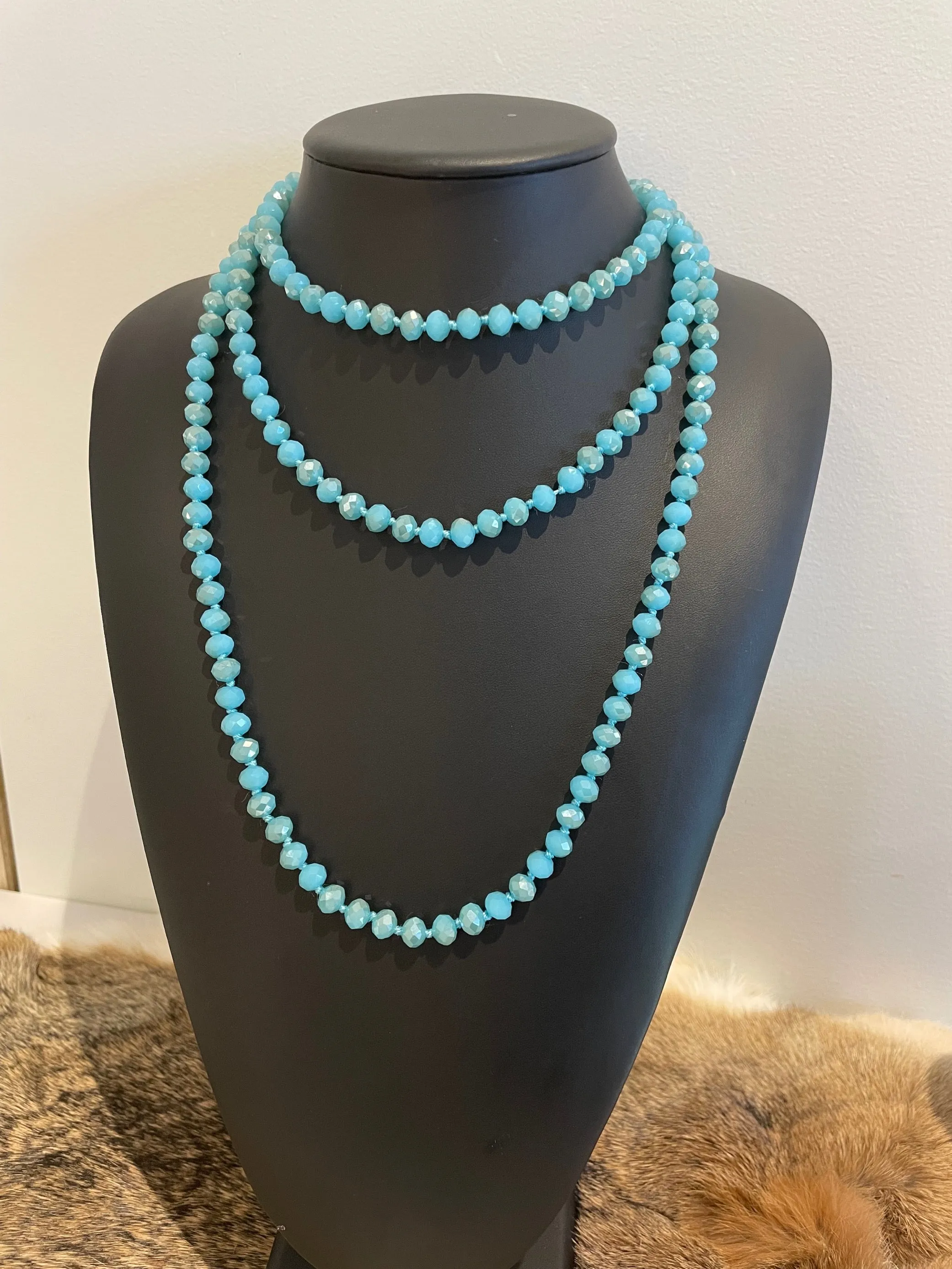 Long Crystal Beaded Necklaces