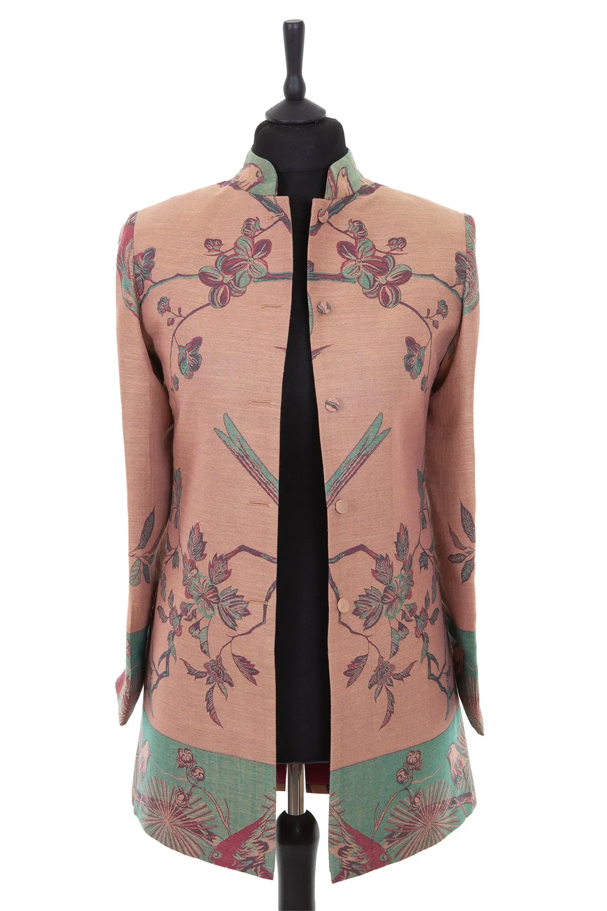 Long Nehru Jacket in Dusty Pink