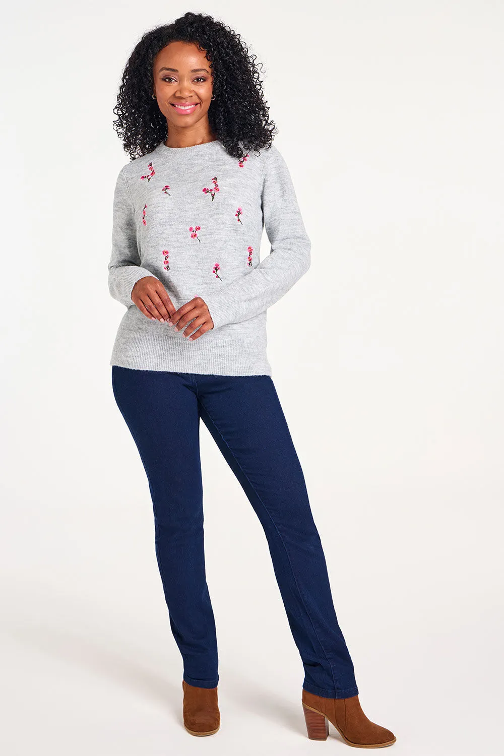 Long Sleeve Floral Embroidered Jumper