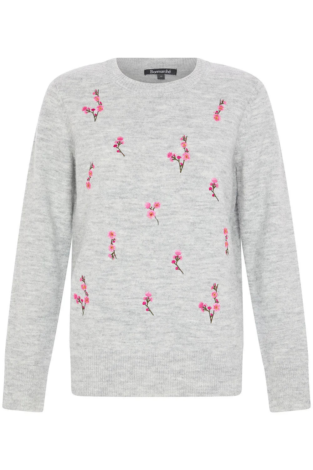 Long Sleeve Floral Embroidered Jumper