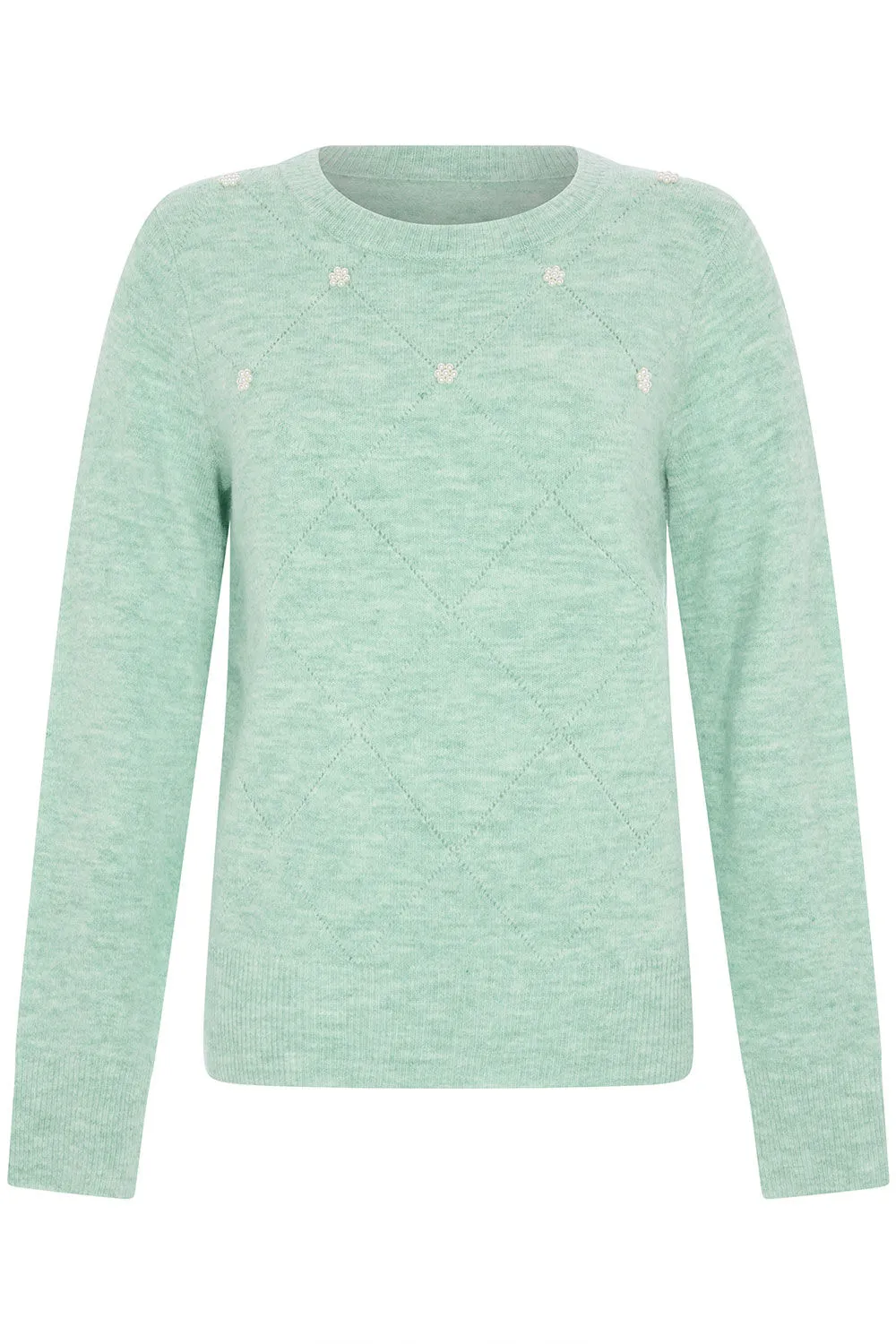 Long Sleeve Pointelle Jumper with Pearl Detail