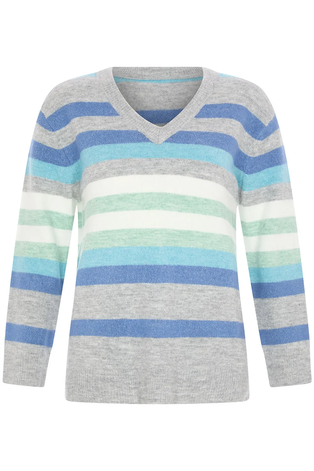 Long Sleeve V-Neck Striped Jumper