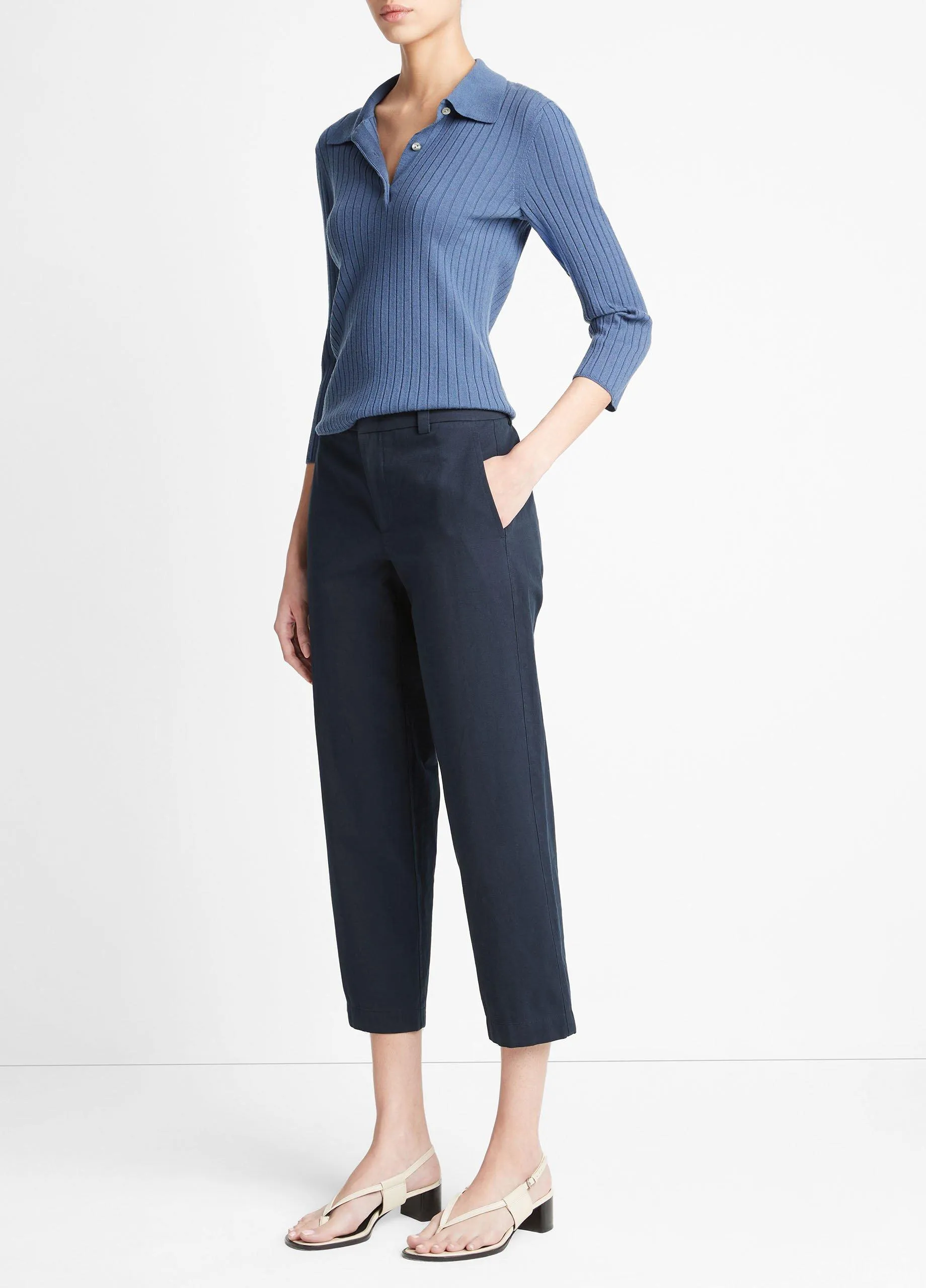 Low-Rise Washed Cotton Crop Pant