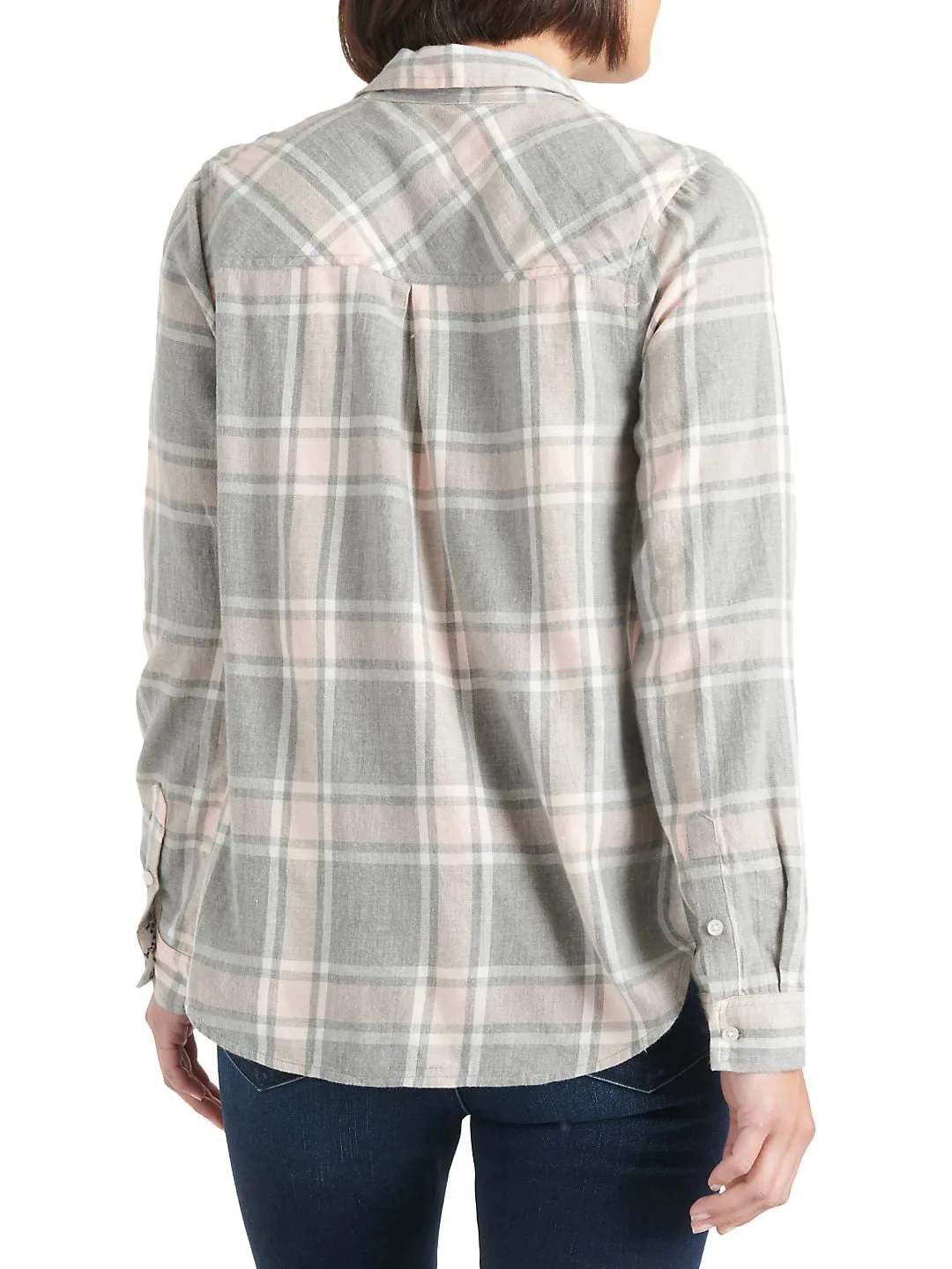 Lucky Brand Women's Plaid Cotton Blend Shirt Pink Size X-Large