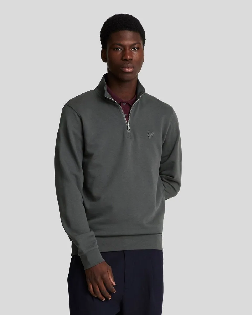 Lyle & Scott Quarter Zip Sweatshirt Jumper Gunmetal