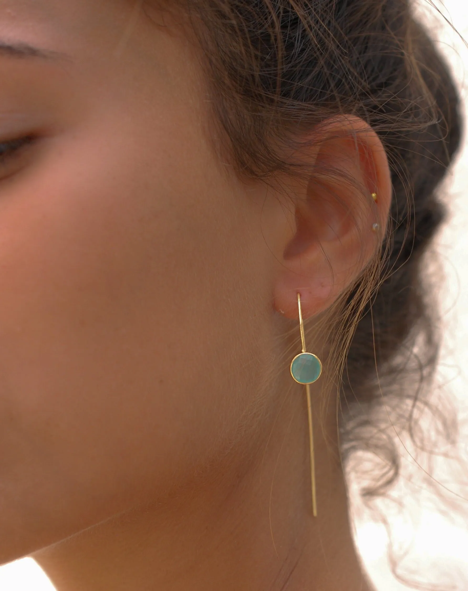 Manuella Earrings * Aqua Chalcedony  * Gold Plated 18k * BJE055