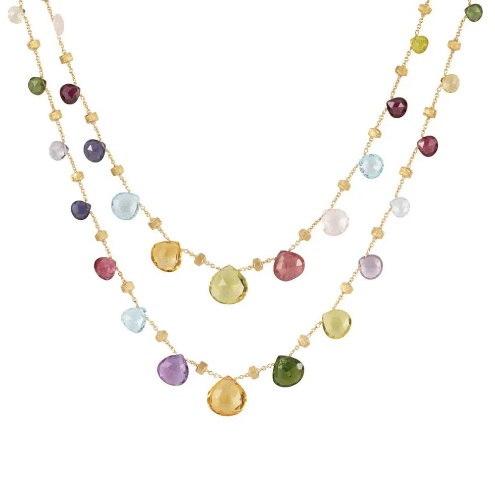 Marco Bicego 18k Yellow Gold Mixed Stones Necklace from Paradise Collection 36in.  CB1871 MIX01 Y 02