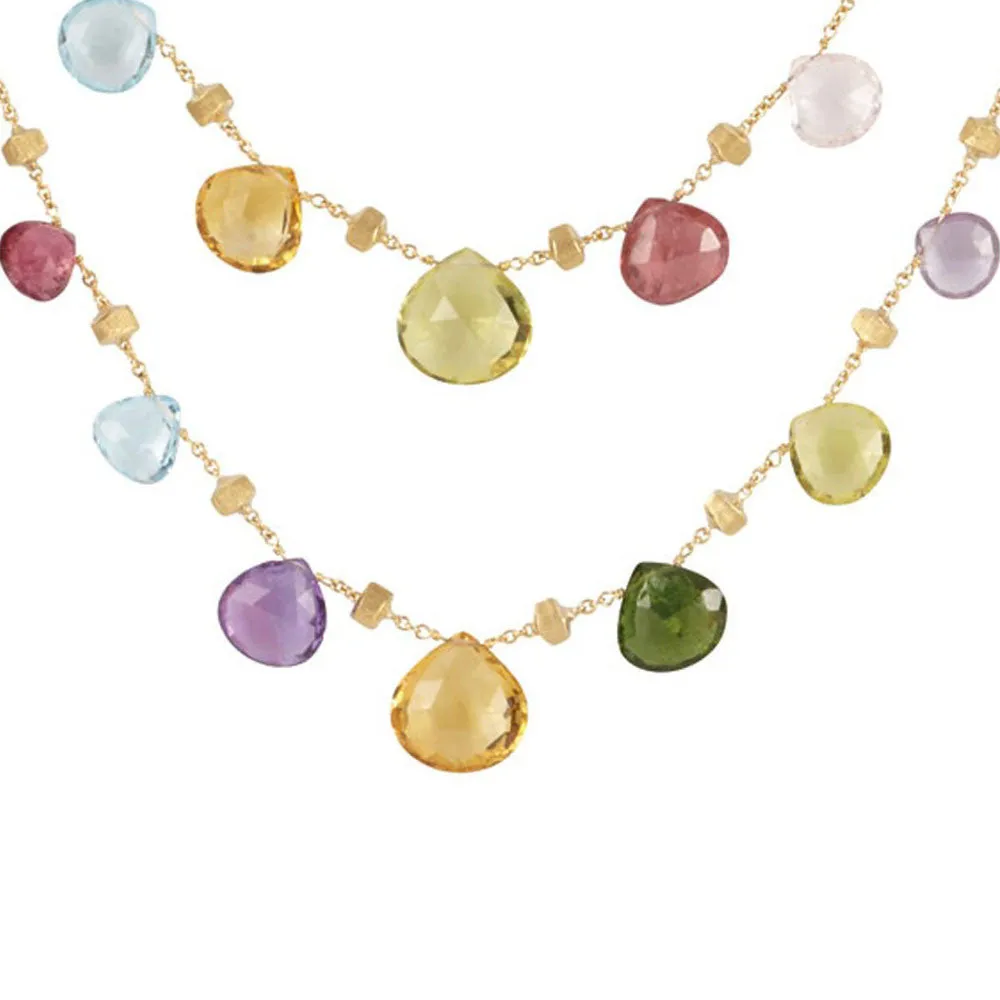 Marco Bicego 18k Yellow Gold Mixed Stones Necklace from Paradise Collection 36in.  CB1871 MIX01 Y 02