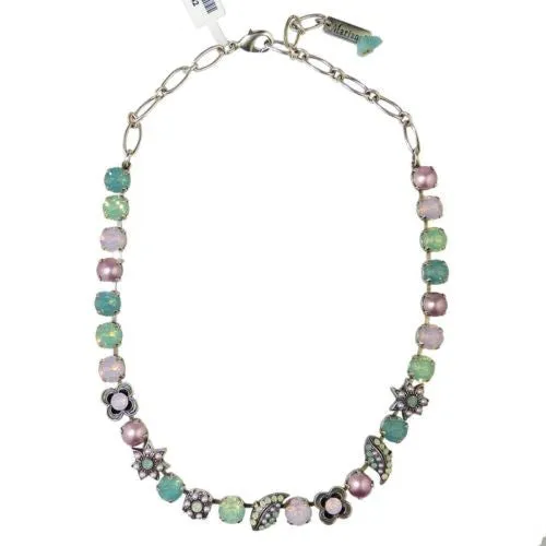 Mariana Handmade Swarovski Leaf 3076 Necklace 1342 Pacific Opal Mint Rose Water