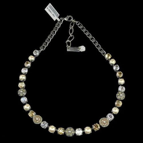 Mariana Handmade Swarovski Necklace Handmade 3044/1 3911 Clear Topaz Opal Pearl