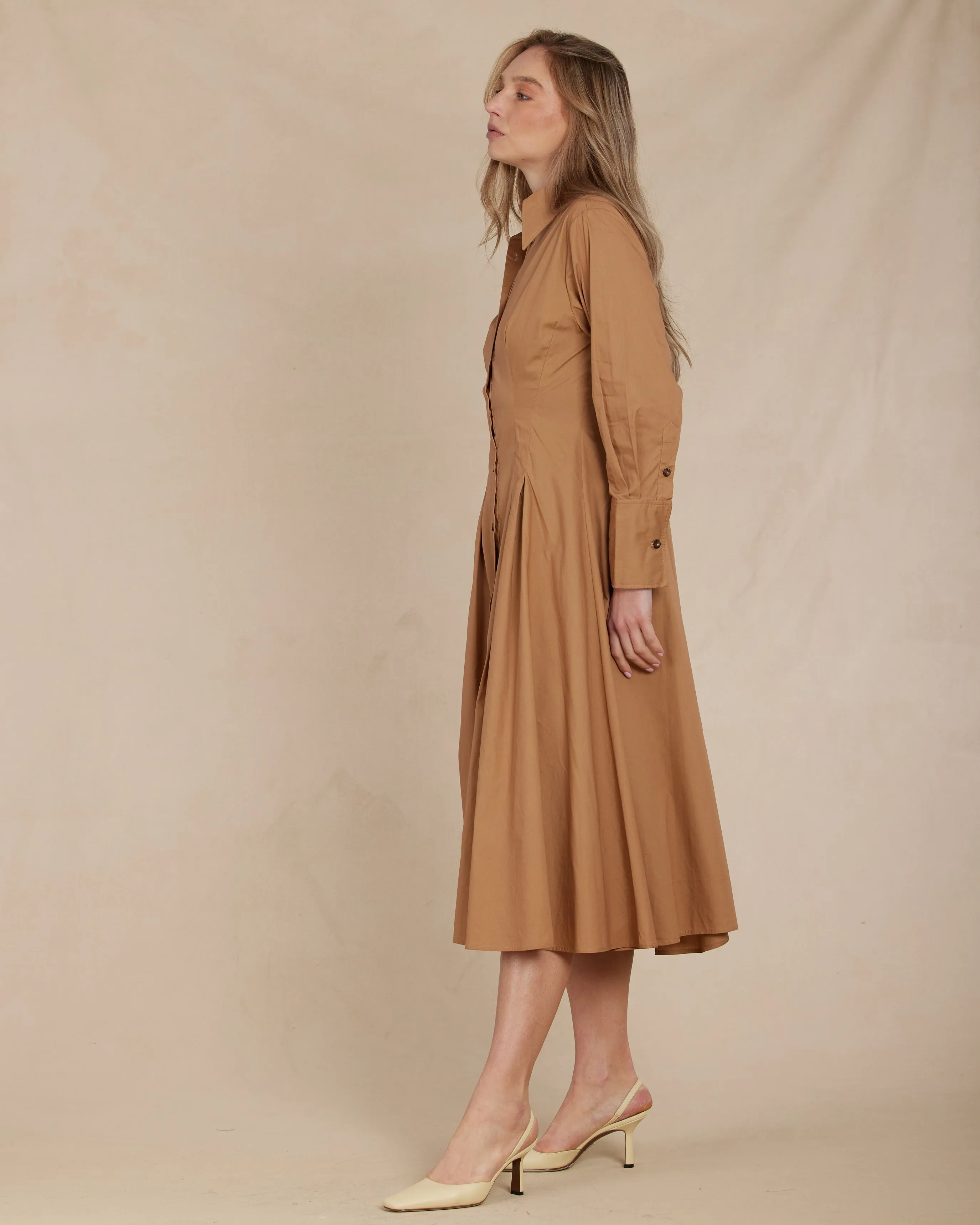 Mattea Cotton Poplin Shirt Dress - Sienna