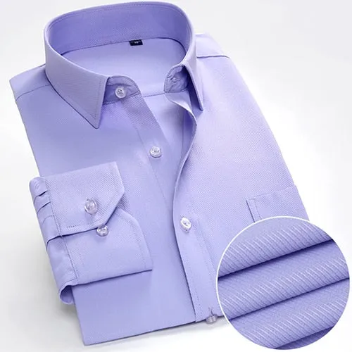 Men's Formal Single Patch Pocket Business Regular-fit Long Sleeve Shirt