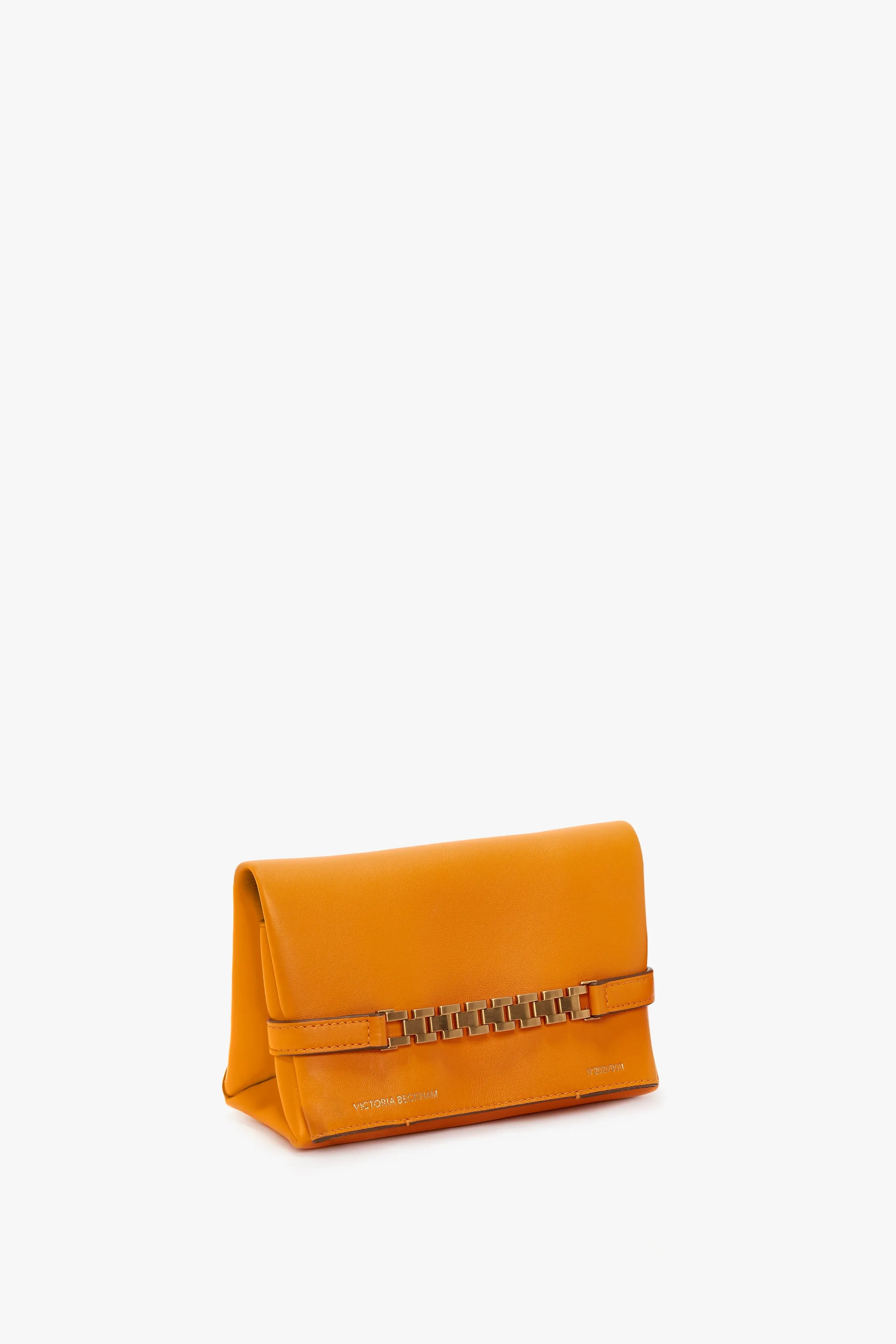 Mini Chain Pouch Bag With Long Strap In Mandarin Leather