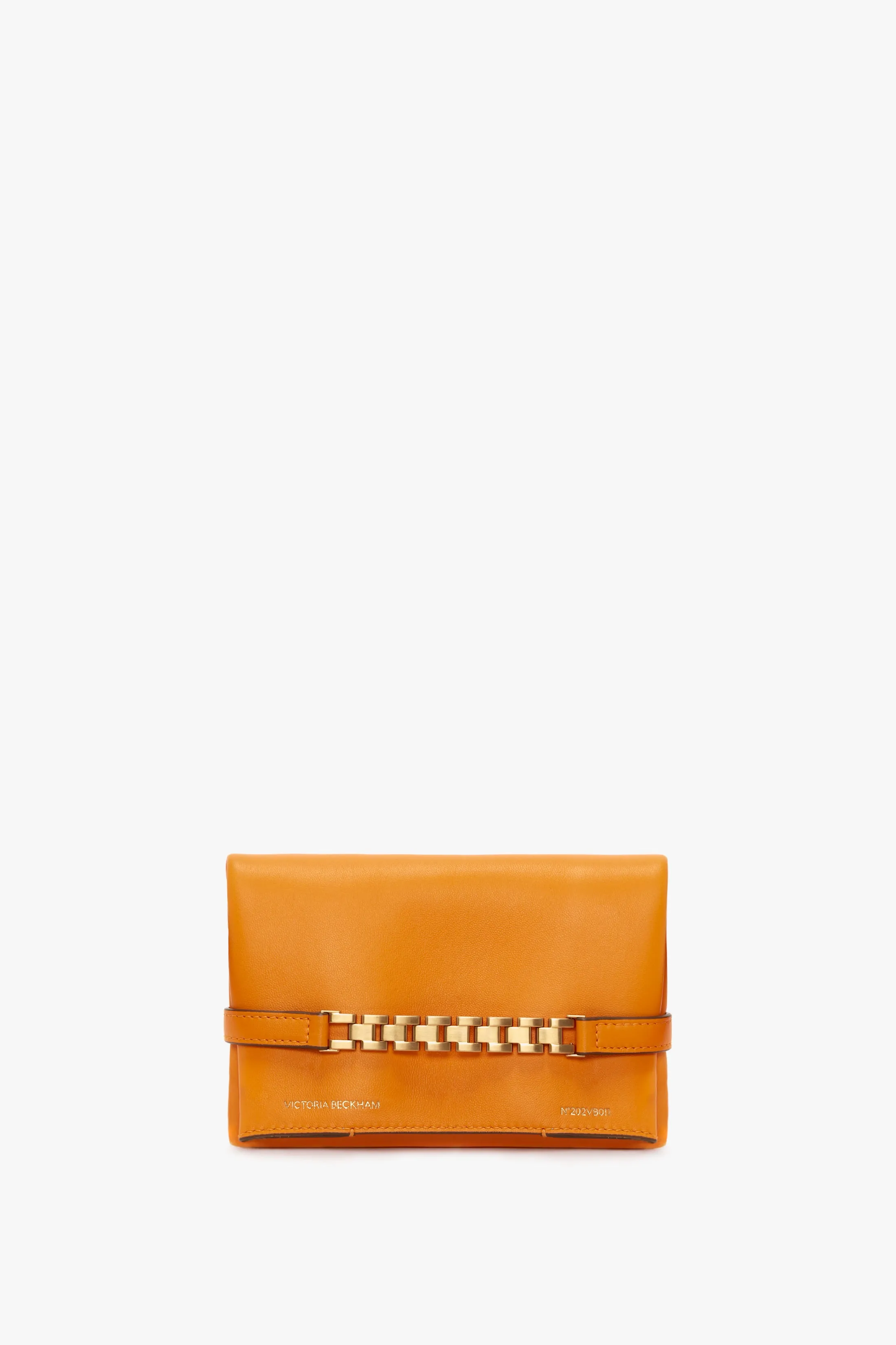 Mini Chain Pouch Bag With Long Strap In Mandarin Leather