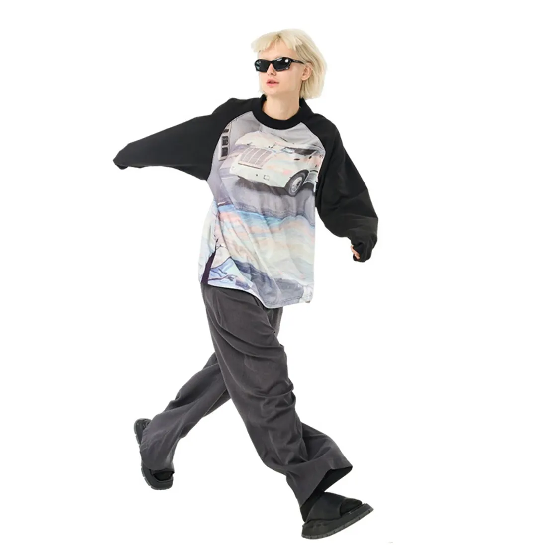 MODITEC  |Crew Neck Unisex Street Style Long Sleeves Oversized