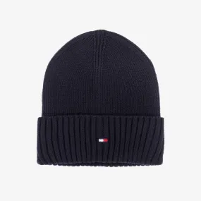 Navy Blue Cotton Knit Beanie Hat