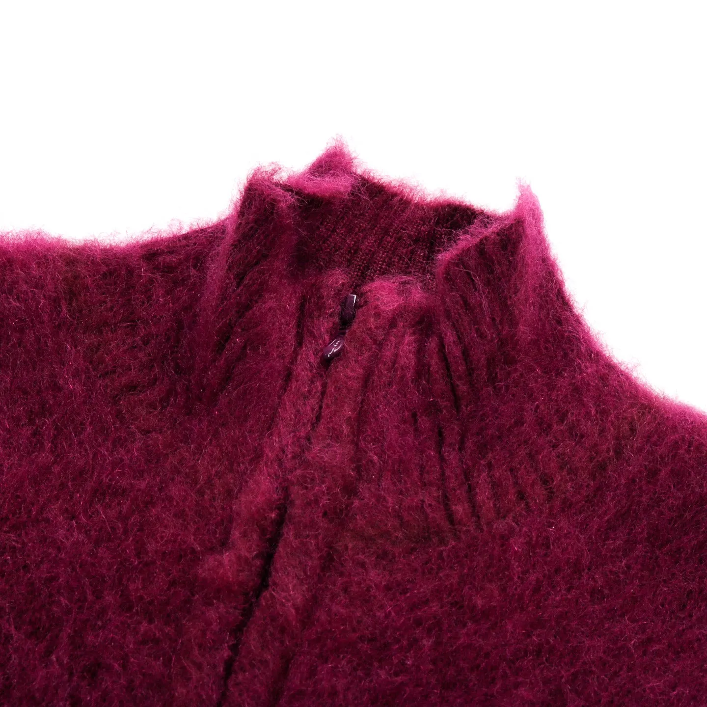 NEEDLES ZIPPED MOHAIR CARDIGAN BORDEAUX