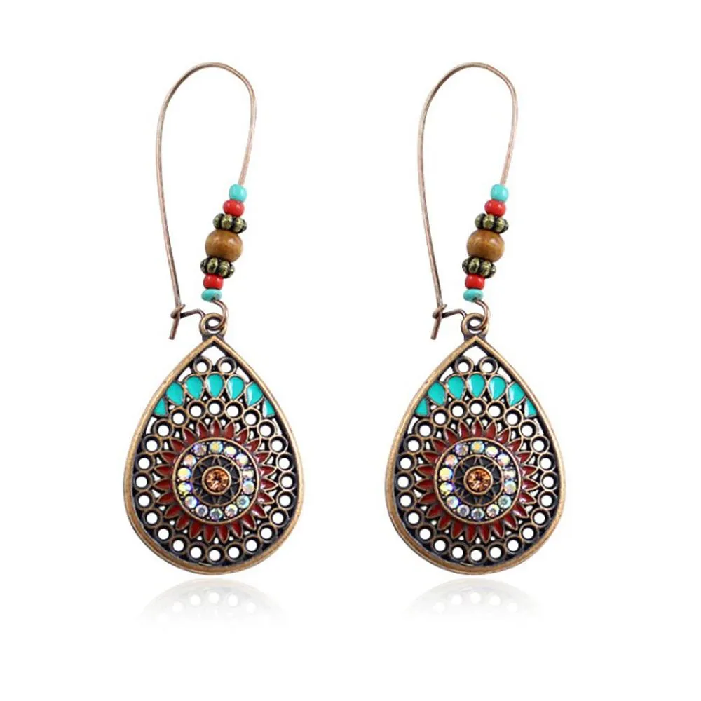 New India Ethnic Style Water Drip Dangle Drop Earrings