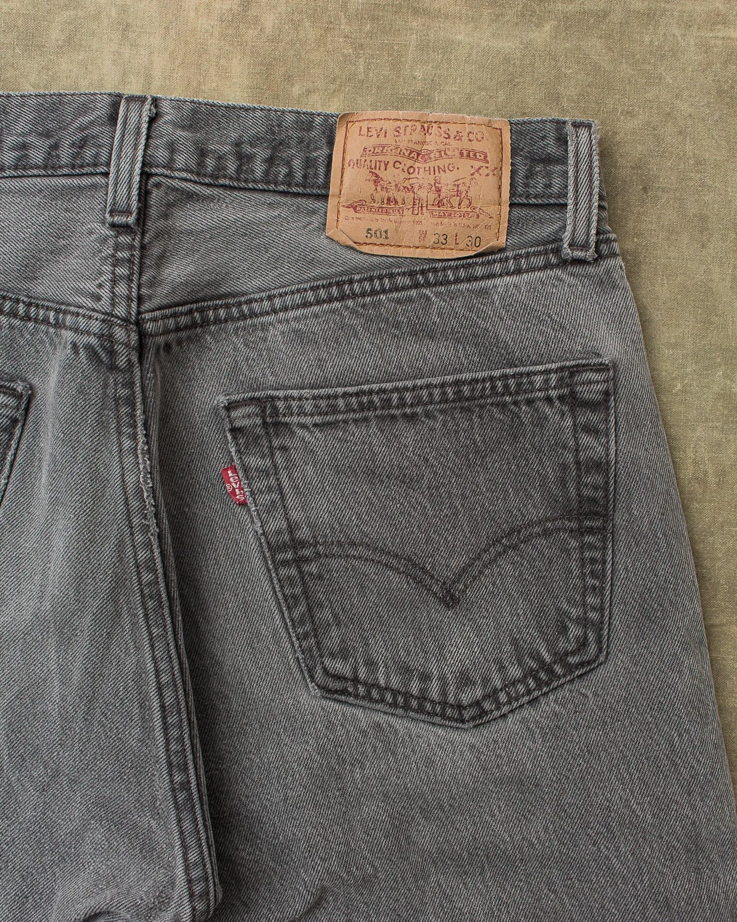 No. 23 Vintage 1990's Made in USA Levi's Faded Black 501 Jeans W33