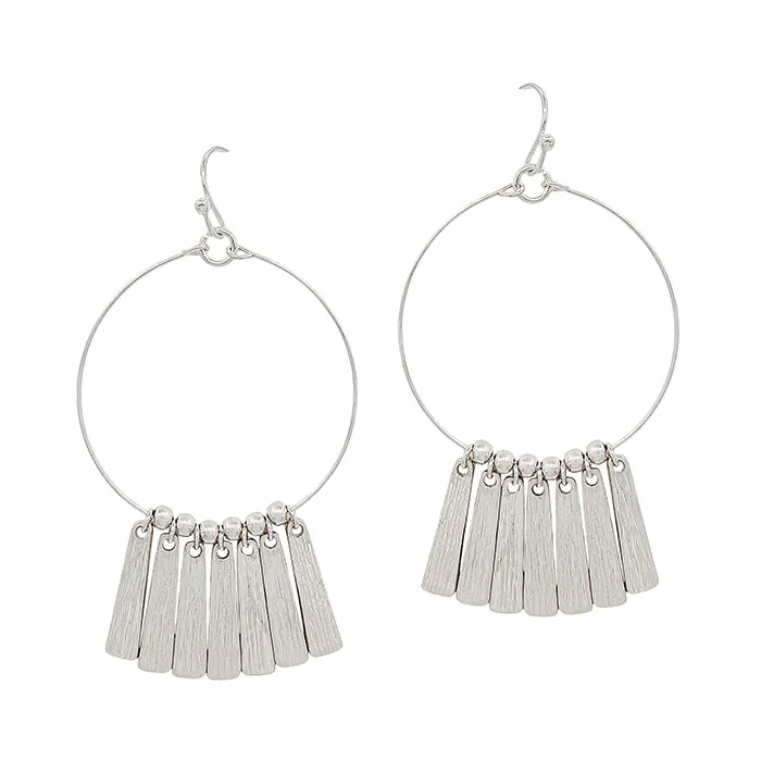 Open Circle with Bar Accents Earrings