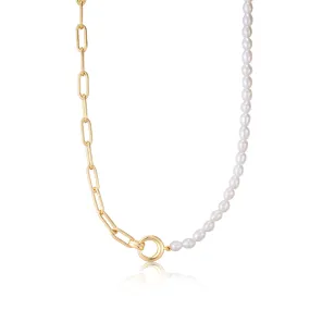 Pearl Chunky Link Chain Necklace