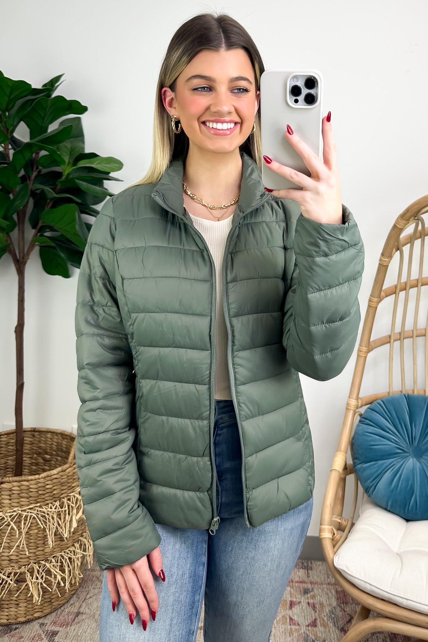 Pearlla Ultra Lightweight Puffer Thermal Zip Up Jacket - FINAL SALE