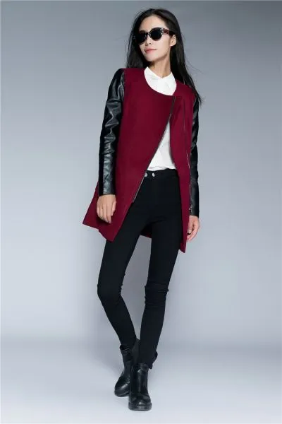 Perfecto Biker Jacket for Women with Leather Sleeves and Wool Body